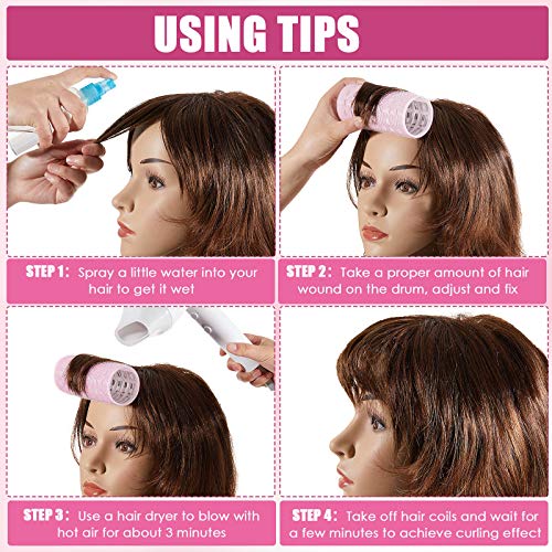 4 Pieces Hair Rollers Self Grip Roller Bangs Aluminium Core Curler Roller Hairdressing Curler For Long Hair Bang Roller Women Hairstyle (Rose Red, Light Pink, Purple, Black, 4.7 X 2 Inch) #TOP2