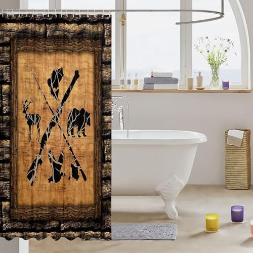 Rideaux de douche canard poisson ours cerf rustique pour salle de bain ferme