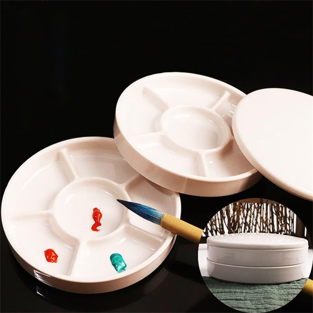 Round Imitation Ceramic Palette Color Mixing Paint Tray Watercolor Gouache Acrylic Painting