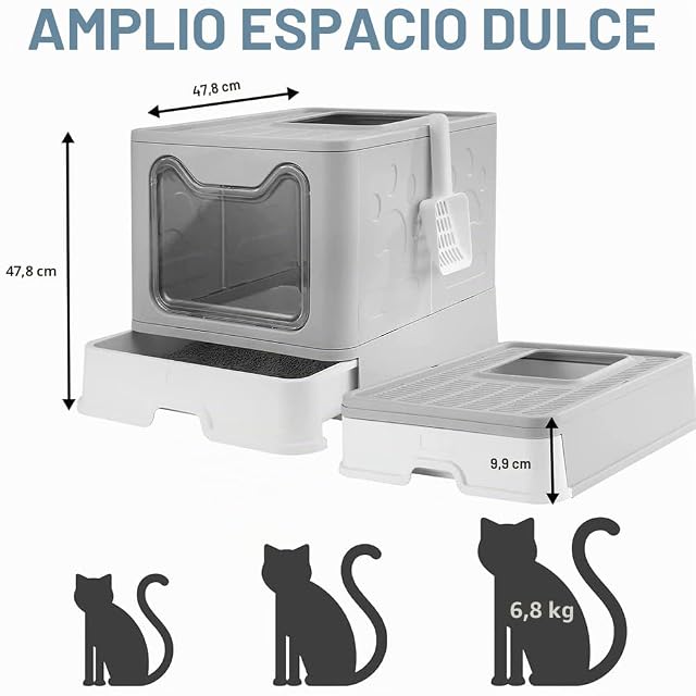 Foto 6 de 8 de Arenero Gatos Cubierto Cajon: Arenero para Gatos Grande Cerrado Caja de Arena Plegable Cagadero Gato…