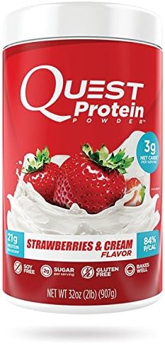Quest Nutrition Strawberries & Cream Protein Powder, High Protein, Low Carb, Gluten Free, Soy Free, 2 Pound