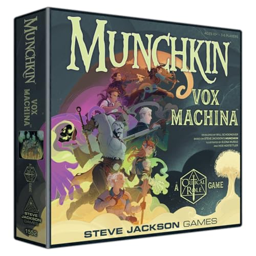 Munchkin Vox Machina A Critical Role Game by SJG | Ages 10+ | 3-6 Players | TalDorei Board Game with Character Standies D20 Dice Roles & Drives Based on the Hit Stream