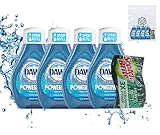 Dawn Platinum Powerwash Dish Soap Spray Refill Fresh Scent 4pk 16 Fl Oz bundled with Heavy Duty Scotch Brite Sponge
