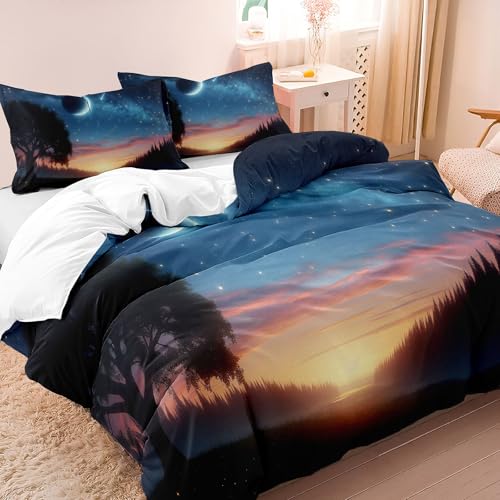 Housse de couette 240x260 arbre 3D réversible microfibre zippée - 3