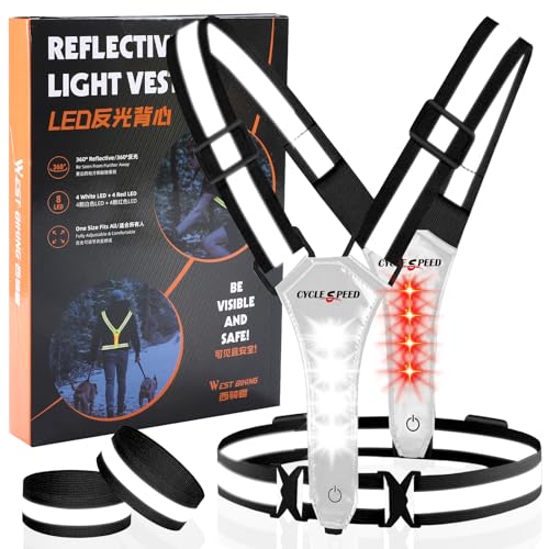 CYCLESPEED Led Reflective Vest Running Gear, Light Up Vest for Night Walking, High Visibility USB...