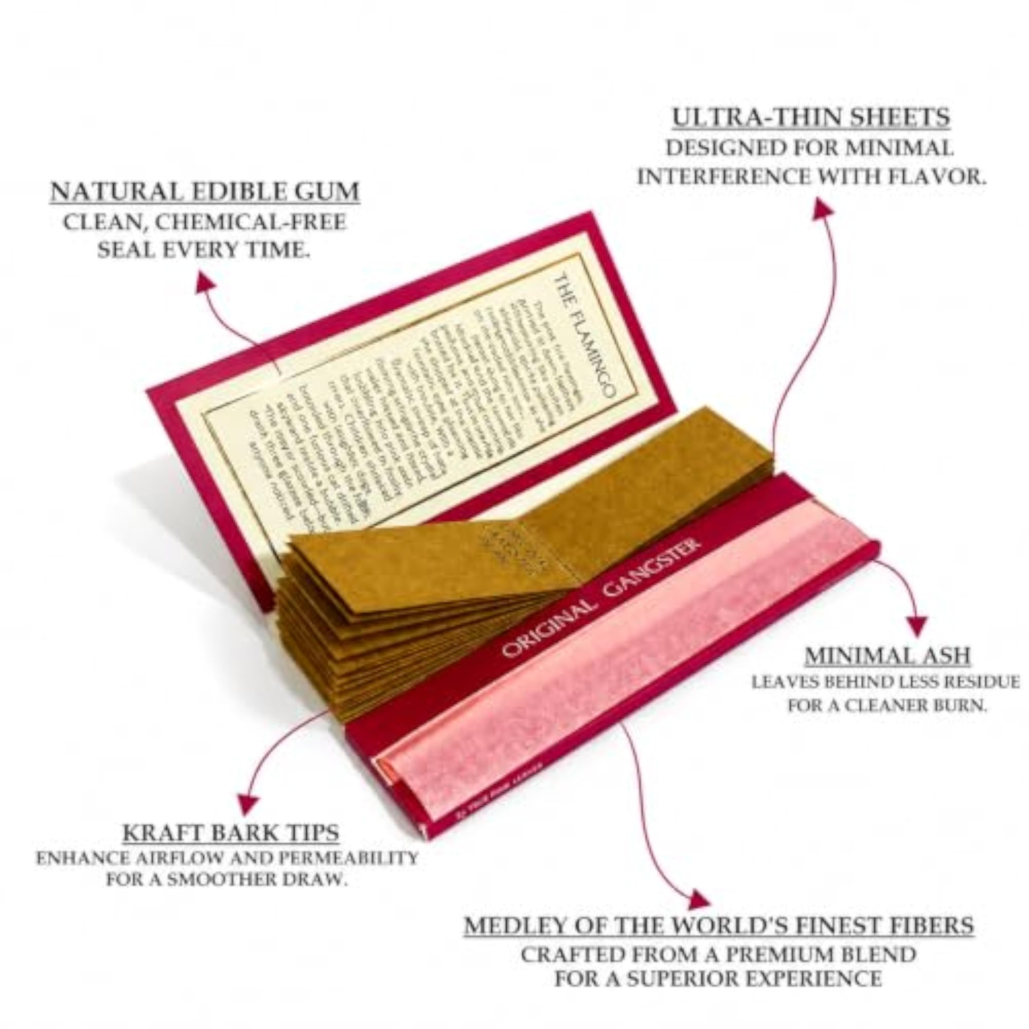 Pink Rolling Papers Booklet King Size, Ultra Thin