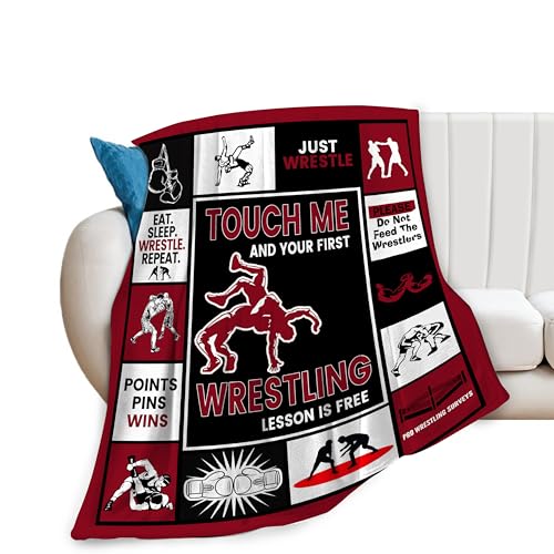 wsradto Wrestling Blanket Wrestling Enthusiasts Throw Blanket Inspirational Bedding Lovers Gifts Cozy Fleece Flannel Lightweight Stuff Plush for Men Boys Adults for Couch Sofa Bed Home Decor 40"X50"