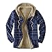 Générique Homme Casual Manches Longues à Carreaux Flanelle Bouton FourréE Chaud Chemise T-shirt Veste Veste Ample à Capuche Avec Poche à Carreaux Et Haut En Molleton