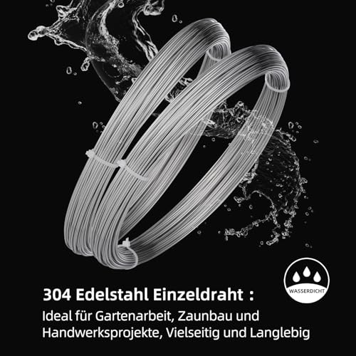 KWOKWEI 304 Edelstahldraht 100 Meter, Ø 0,8mm Silber Edelstahl Federdraht, harter Draht, gerader Draht, Basteldraht Rostfrei Edelstahl für DIY-Bastelarbeiten Gartenverkabelung