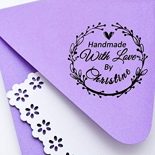 Wedding Business Stamper Personalized Custom 42Mm Round Handmade With Love By Name Design Family Monogram Signature Diy Invitation Card Return Name Address Stamp #TOP2