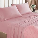 HENGWEI King Size Sheet Set, 4pc Dobby Stripe Sheet Set, 16”Deep Pocket Sheets, 100% Microfiber Shee