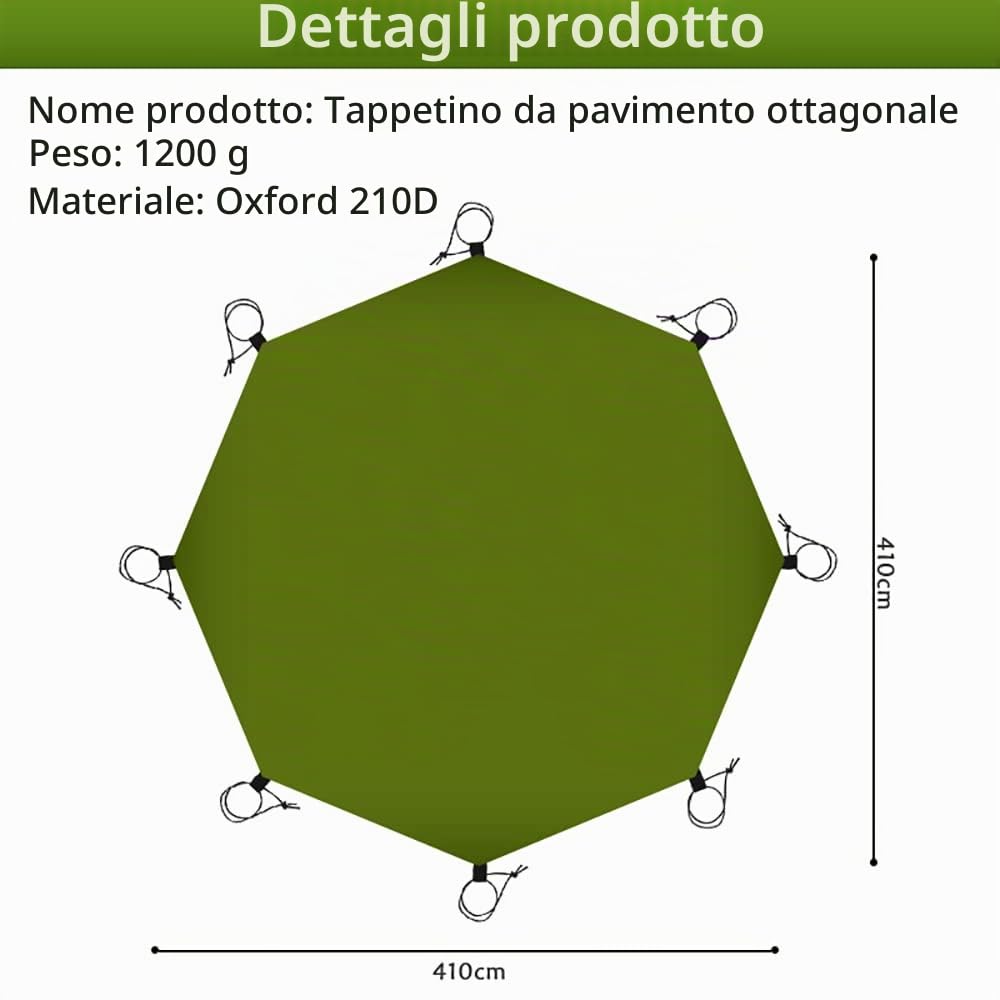 4.1x4.1m Grande Telo Pavimento Campeggio Multiuso Impermeabile per Esterni Resistente All'Umidità Tappetino per Tenda Ultraleggero Coperta da Picnic