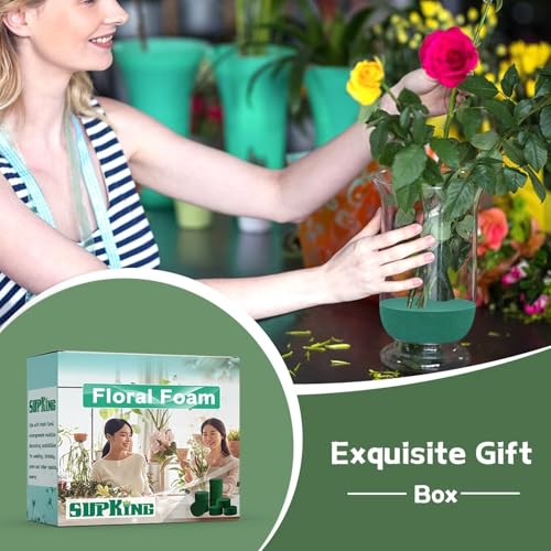 SupKing 8 Pcs Floral Foam Blocks 3.15" Round Green Wet Dry Flower Foam Florist Plant Foam for Fresh Artificial Flower Arrangements image 4