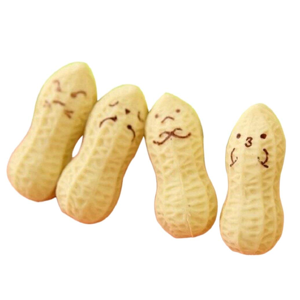Ogquaton Beige 4Pcs Cute Kawaii Vivid Peanut Rubber Erasers Cartoon Creative School Stationery Supplies - Practical And Popular