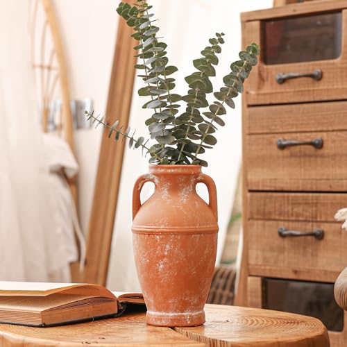 Comsaf Terracotta Rustic Vase - Farmhouse Ceramic Flower Vases, Vintage Home Decoration Vase, Clay Vase thumb #1