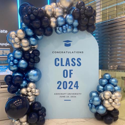 Image of Metallic Blue Balloons 12 inch, Blue Latex 50pcs Party Balloons | Graduation, Baby Shower, Birthday Party Decorations