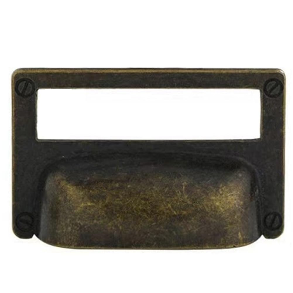 Udsknv[Ksl Antique Bronze 6Pcs For Card Box Drawer Handles Vintage Zinc Alloy With Label Frames For Cupboards B