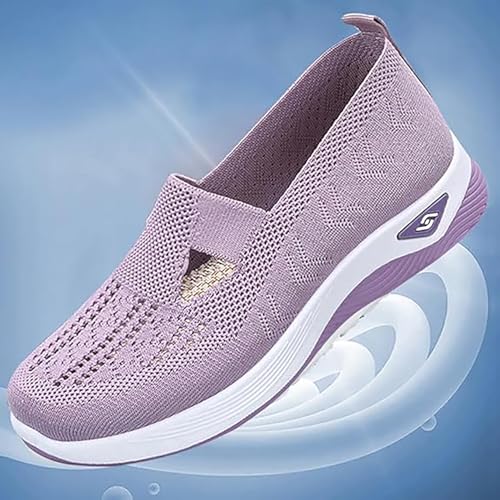 Orthowalkway - Orthowalkway Womens Shoes,Women's Comfortable Breathable Knitted Sneakers,Orthopedic Slip-On Flat Soft3