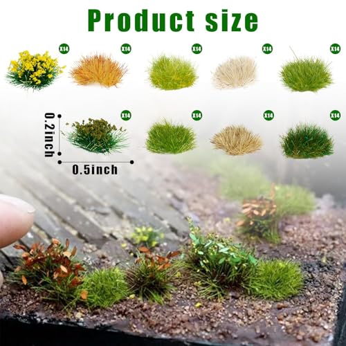 Warmtree 126 Pcs Static Grass Bushy Tufts Lowland Shrubs Tuft Terrain Model K...