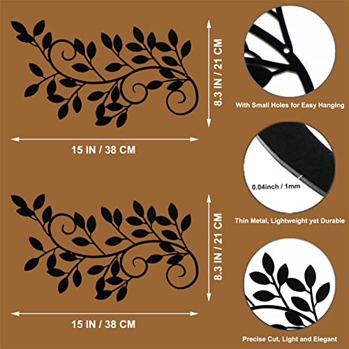 Estart 2 Pieces Metal Tree Leaf Wall Decor Vine Olive Branch Leaf Wall Art Ornament Wall Hanging Sign For Above Door thumb #1