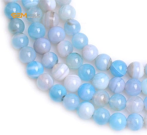 Miniatura 4 de GEM-Inside - Piedra de ónix azul claro natural de 0.315in, piedras redondas semipreciosas, chakras grandes para hacer joyas, suministros hechos a