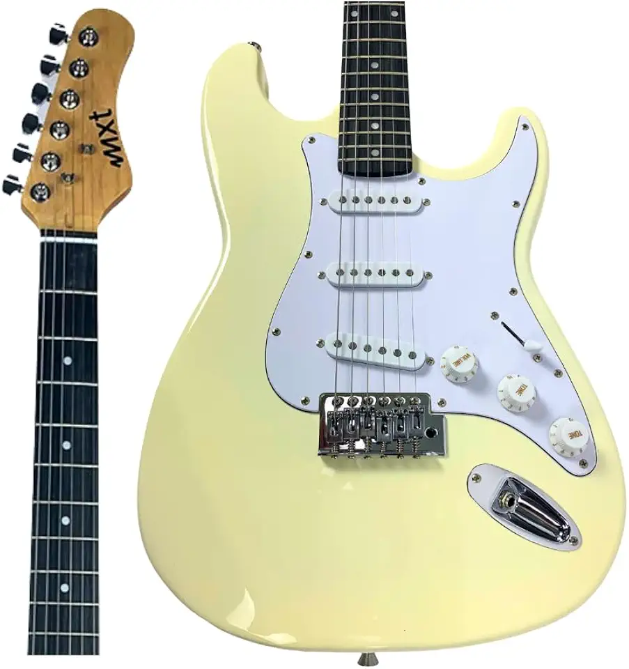 MXT Guitarra Elétrica ST Classic, Cor Creme, 22 Trastes Jumbo, 3 Captadores, Ponte Tremolo