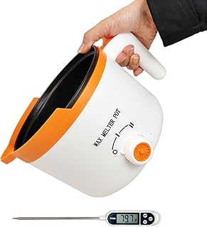 WcoDusak Electric Wax Melter with Thermometer for Candle Making,Small Candle Pouing Pot with Spout 1.5Qt(24Oz), Multifunctional Wax Maker Pot for Wax Melts