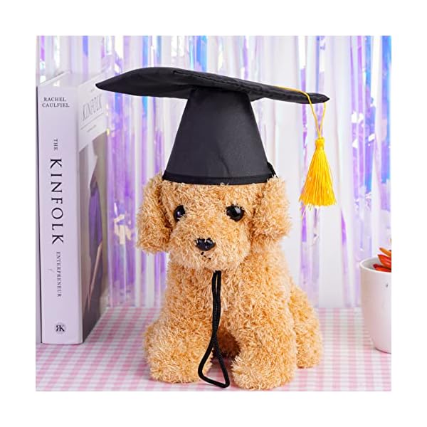 Sumersha 2pcs pet graduation caps small dogs black graduation hats with yellow tassel pet graduation costume for puppy dogs cats party outfits accessories - image 6