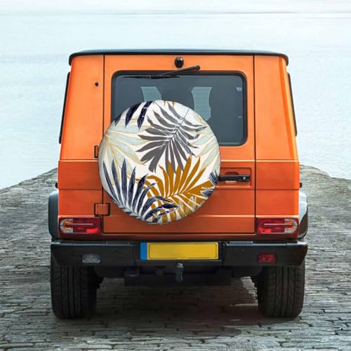 Image of Palm Leaves Spare Tire Cover Sketch of Nature Tropical Palm Tree Leaves Wheel Covers for RV Tires Camper Tire Case Protectors for Trailer Rv SUV Truck Travel Trailer 15 in, STC108