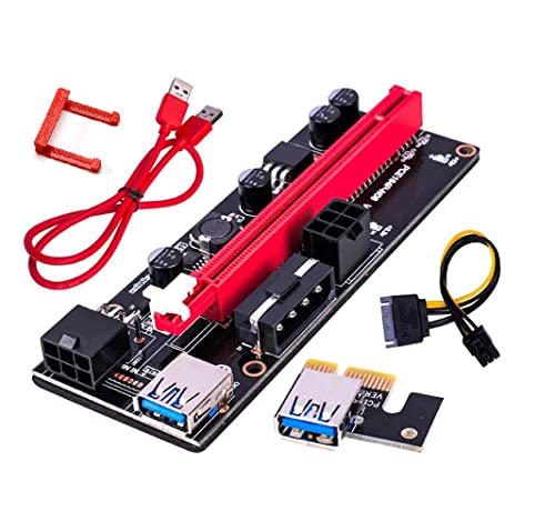 Image of Pi+(PiPlus) 009S 4-Capacitor GPU Riser Adapter PCIE X1 to X16 Extender PCI-E Express Riser Cable for Bitcoin Litecoin ETH Coin Mining