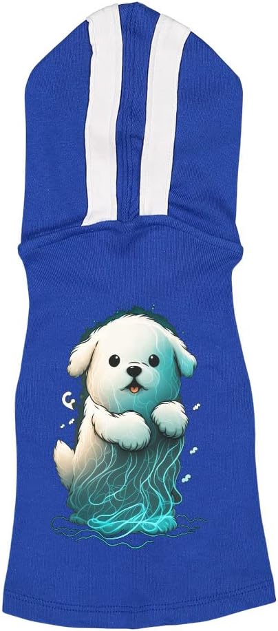Dog Ghost Dog Shirt with Hoodie - Welsh Corgi Dog Hoodie - Dog Print Dog Clothing - Royal White, XL