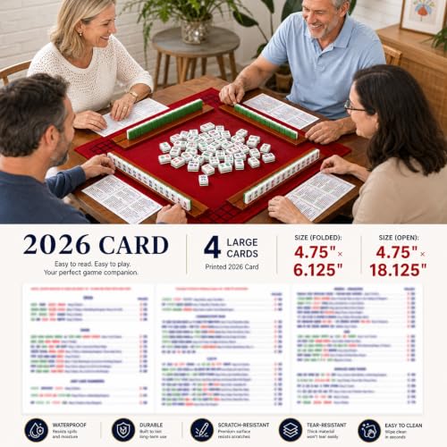 Proxxo 2026 Mahjong Cards4 PCS Set Mah Jongg Card Large Print，Easy to Read and Convenient to Carry - image 2