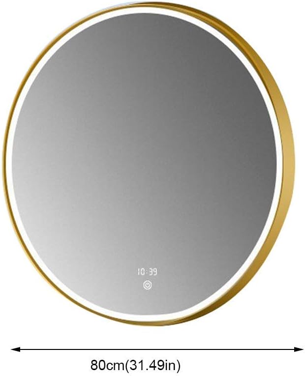Dressing Mirror Wall Mirror with Aluminum Alloy Frame Stepless Dimmer Switch Make Up Mirror for Bathroom and Living Room Beauty Mirror (Size : 60cm), 80cm