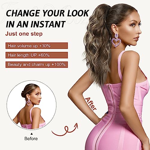 Extensión de coleta para solucionar el cabello fino con clip ondulado de 45 cm volumen gris 5