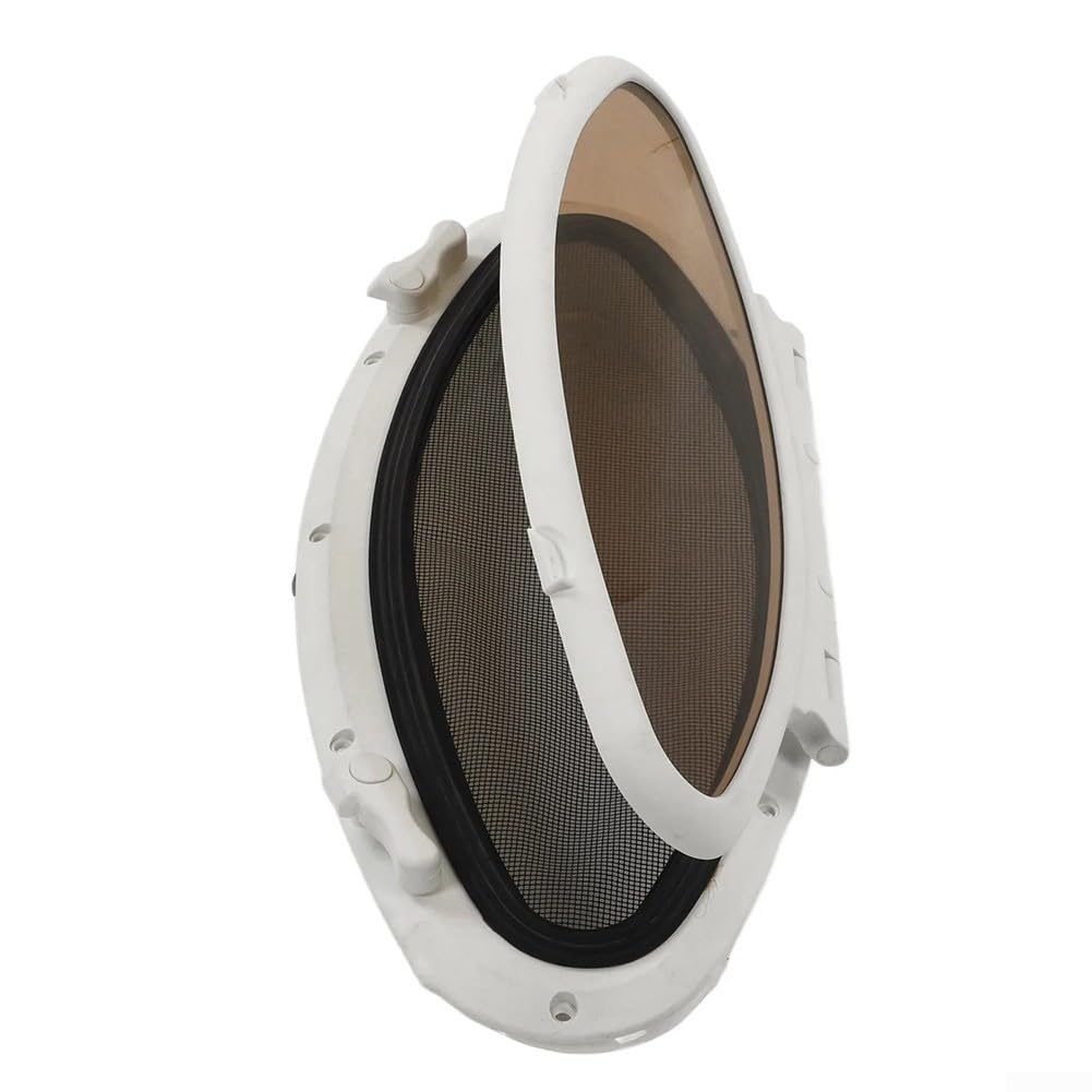 Ovales Bullauge, 470 x 210 mm, wasserdichtes Bootsfenster mit Bildschirm und Schaltergriff, ABS-Rahmen, für Yacht, Schiff, Wohnmobil, Kabinenlicht