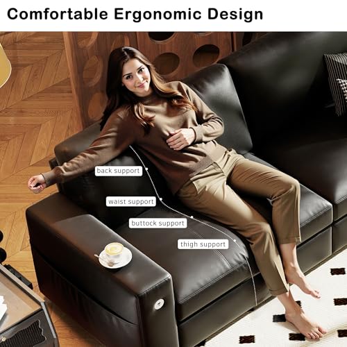 Image of Hanherry Faux Leather 70 inch Sofa for Living Room, Modern Comfy Couch with Medium Firm Seat Cushion, Removable Cover,Wide Armrest,USB /Type-C Port,Couches for Small Space,Apartment