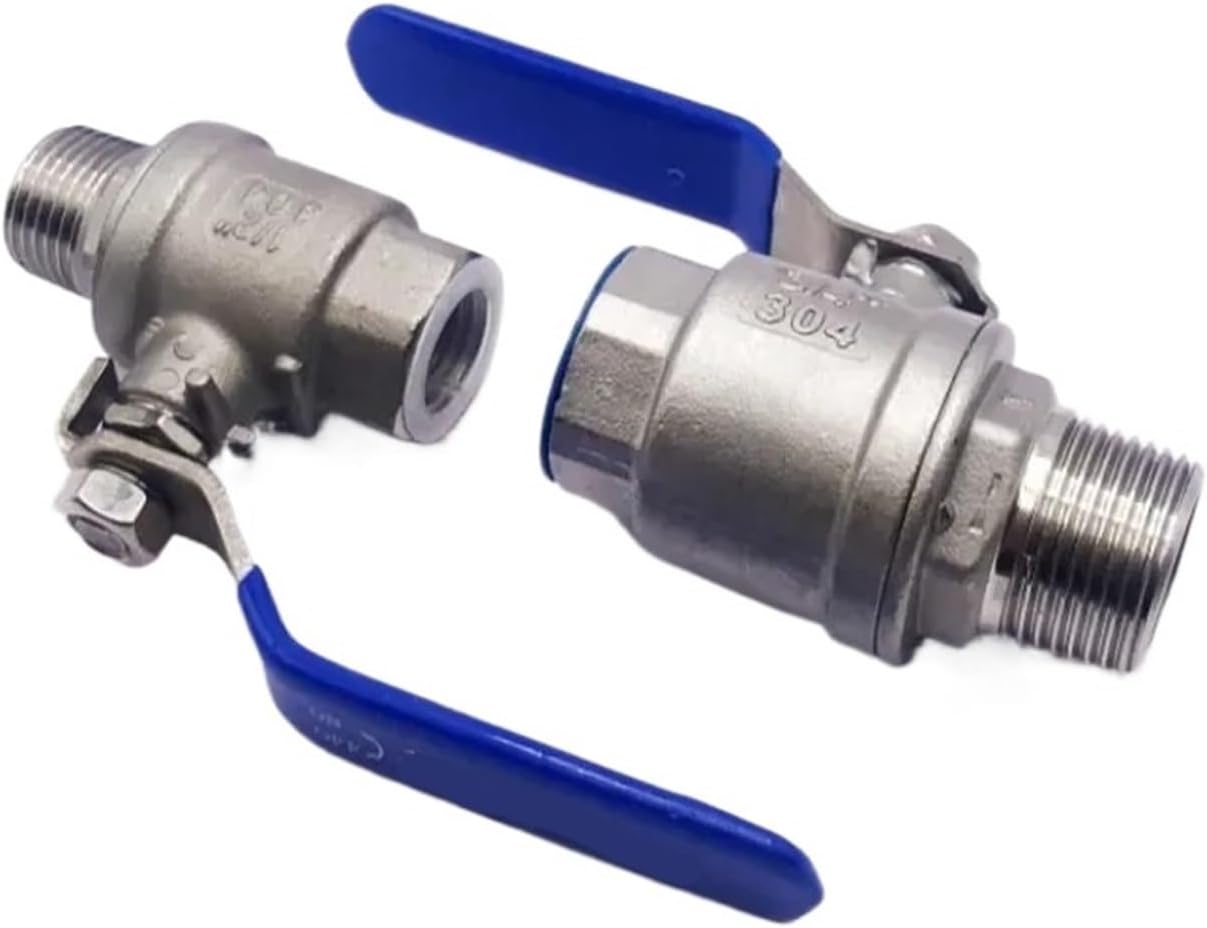 1PCS Male to Female Thread Stainless Steel 304 2P Full Bore Ball Valve with Vinyl Handle Threaded Valve Water Switch(1/4")