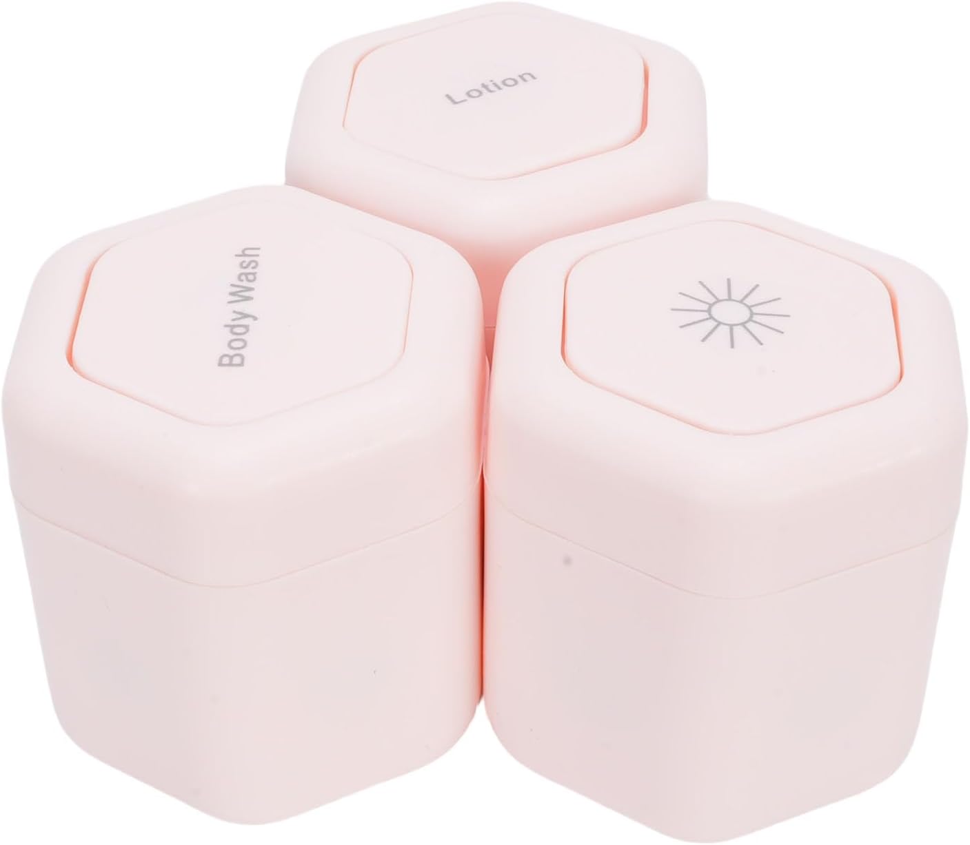 Travel Plastic Wide Mouth Jars, 3 Pieces Roseate Leakproof Magnetic Body Wash Lotion Containers for Shower Gels, Facial Cleansers, Makeup Products, Ideal For