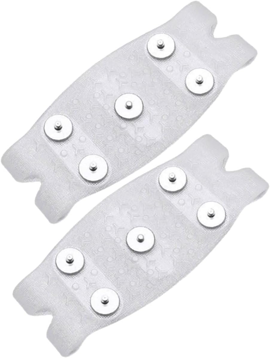 Ice Cleats for Boots Non-Slip Shoes Crampons with 5-Spike Steel Grippers Light Color Fits Sizes 30-46 Anti-Skid Winter Snow Traction for Hiking Climbing Outdoor