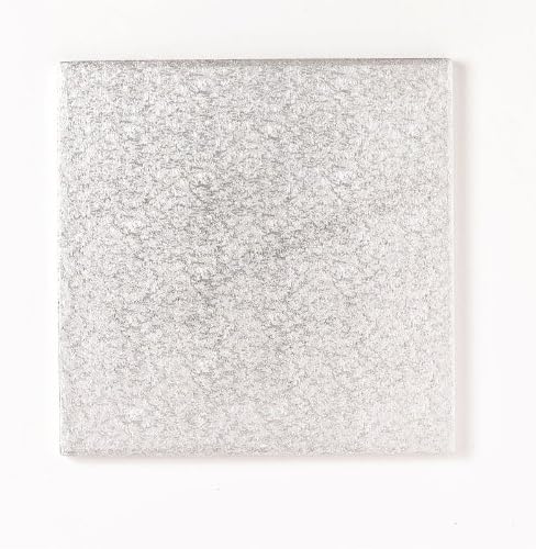 PACK OF 5 - 12'' Square Cake Drum/Board - 13mm Thick - Silver Foil Covered