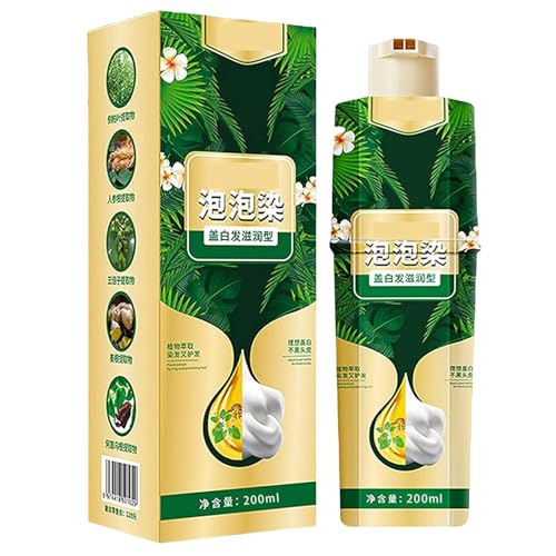 GkgWuxf Tinte Capilar en Espuma | 200 ml Champú Colorante con Burbujas | Cobertura Natural Champú Colorante Lavado para Cabello Oscuro Gris