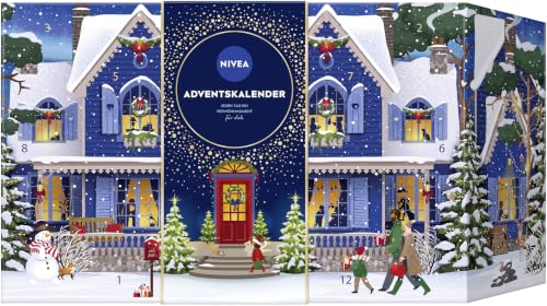 NIVEA Adventskalender 2025 24 Türchen mit verwöhnenden Überraschungen Weihnachtskalender mit Pflegeprodukten Pflegeset für die Adventszeit NIVEA und Labello Produkte