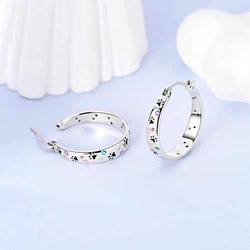 Miniatura 2 de NARMO Aretes de aro de plata de ley 925 para mujer, hipoalergénicos, ligeros, simples, arracadas, trenzados, coloridos aretes de aro con circonita