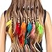 Jovono Women's Bohemia Feather Hair Clips with Bead Rhinestone for women and girl (Pink)