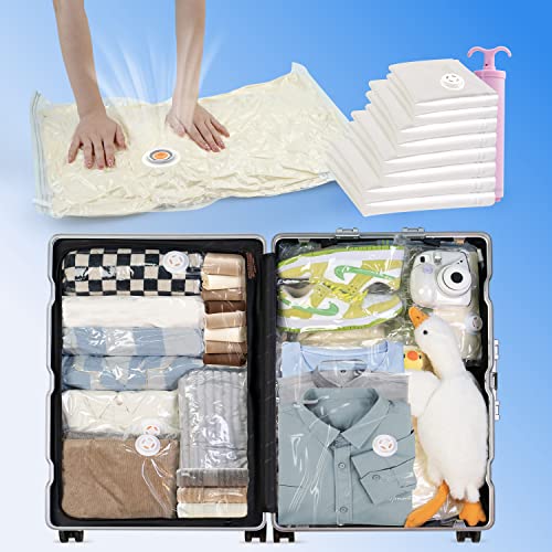 8P Travel Vacuum Storage Bags For Clothes, Compression Bags For Travel, Vacuum Packing Space Saver Bags With Hand Pump For Luggage, Cruise Accessories Must Haves(2L*2M*2S*2Xs) #TOP2