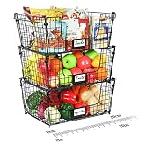 3 Pack XXL Stackable Wire Baskets for Pantry Storage and Organization- Large Metal Storage Bins with