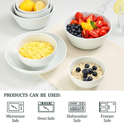 Yedio Small Bowls Set, White Ceramic Bowls Of 6, 10 Oz Porcelain Bowl For Kitchen Dessert Rice Side Dish Snack Soup Fruits Cereal Ice Cream, Microwave Dishwasher Freezer Oven Safe Easy Clean Stackable #TOP6