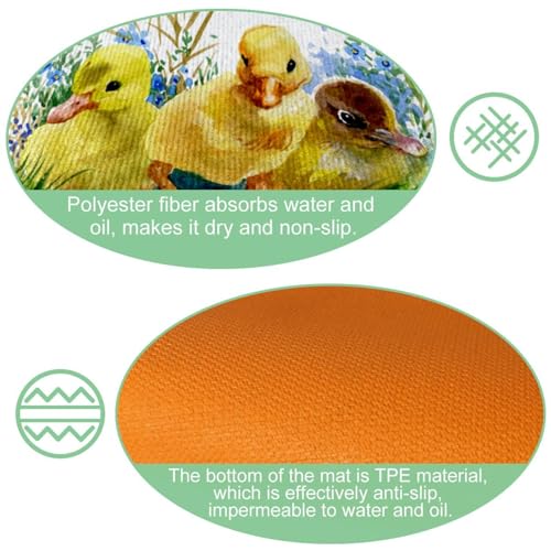Tapete de cocina para suelos resbaladizos alfombra absorbente de patitos 2 piezas 6