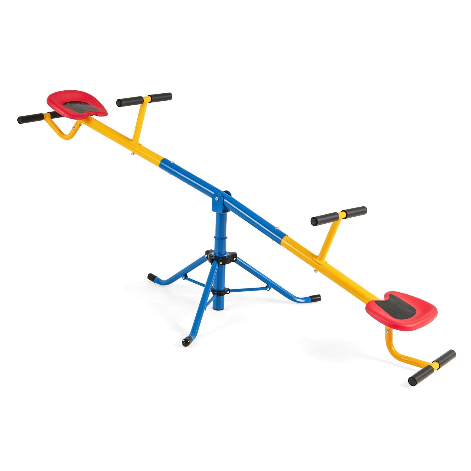 RELAX4LIFE Altalena a Dondolo per Bambini 3-8 Anni, Girevole 360° con Blocco per le Gambe, Maniglie Antiscivolo, Base a Tre Artigli in Acciaio, Carico di 60 kg, Gioco da Esterno per Scuola Materna