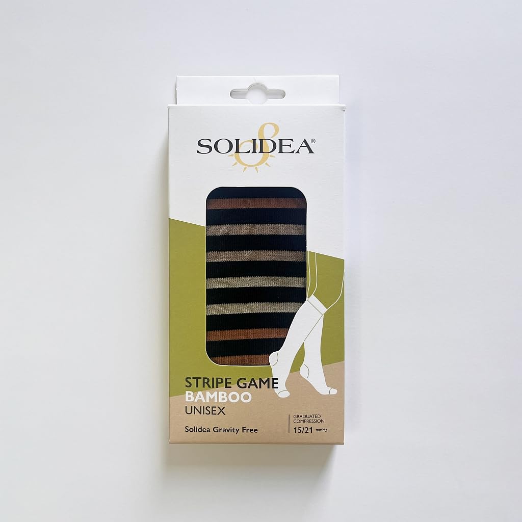 SOLIDEA Gambaletti STRIPE GAME PERSEO, Colore NERO, Calze a compressione graduata 15/21 mmHg Art. 0632A0